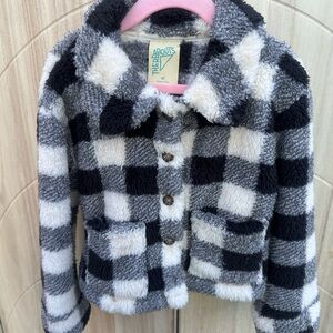 Kids Checkered Jacket - Black and White